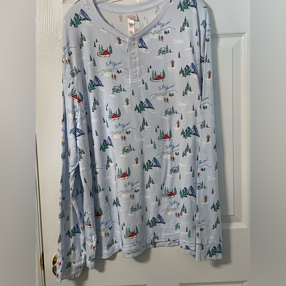 Wondershop Blue Henley Mens Pajama top with Scenic Print XXL NWT
